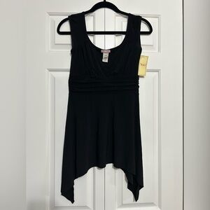 Vintage Y2K Wimsigoth Black Sleeveless Asymmetrical Empire Waist Top